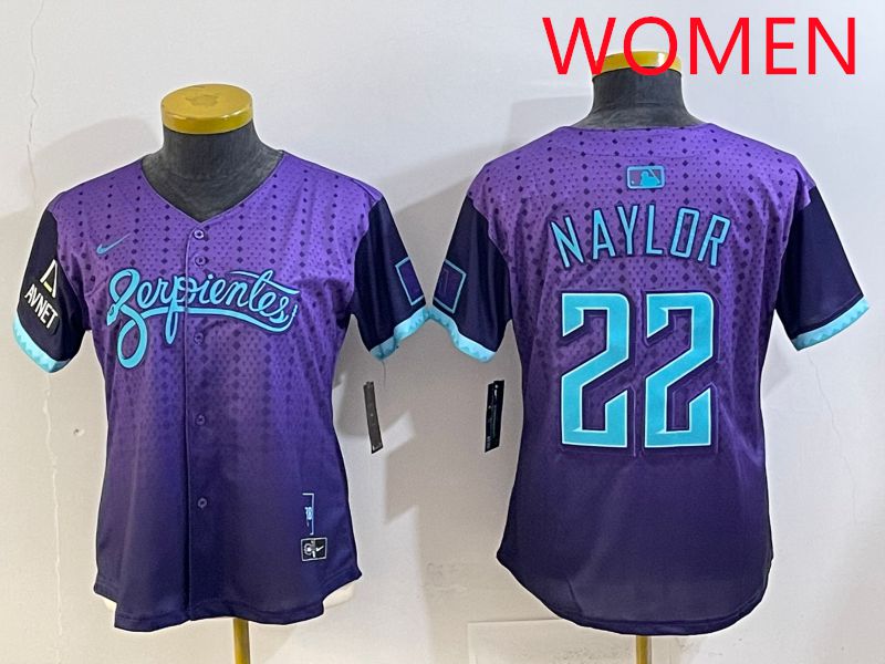 Women 2025 Arizona Diamondback #22 Naylor Purple Joint Name Nike MLB Jersey style 5